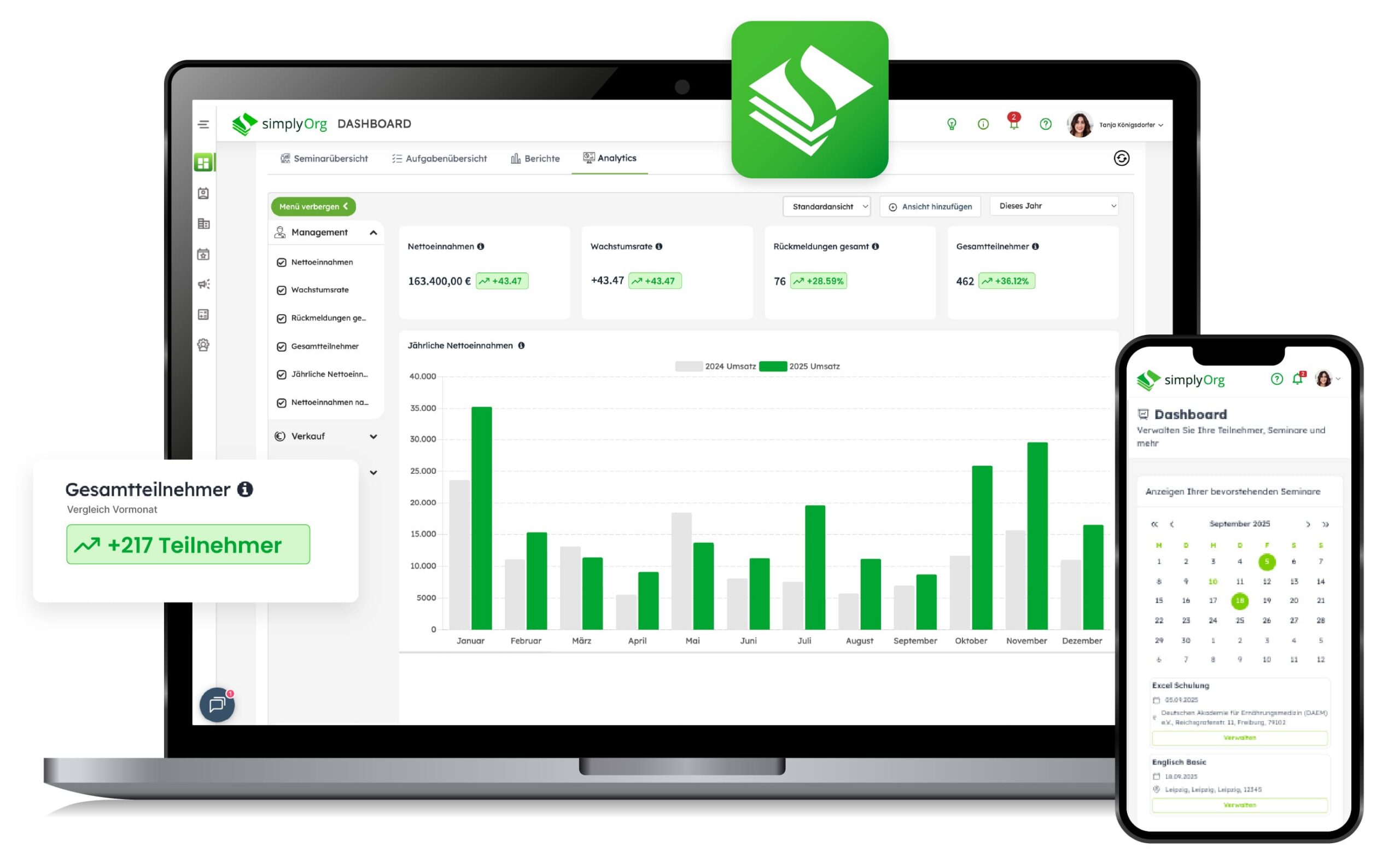 Software-Seminarverwaltung Dashboard