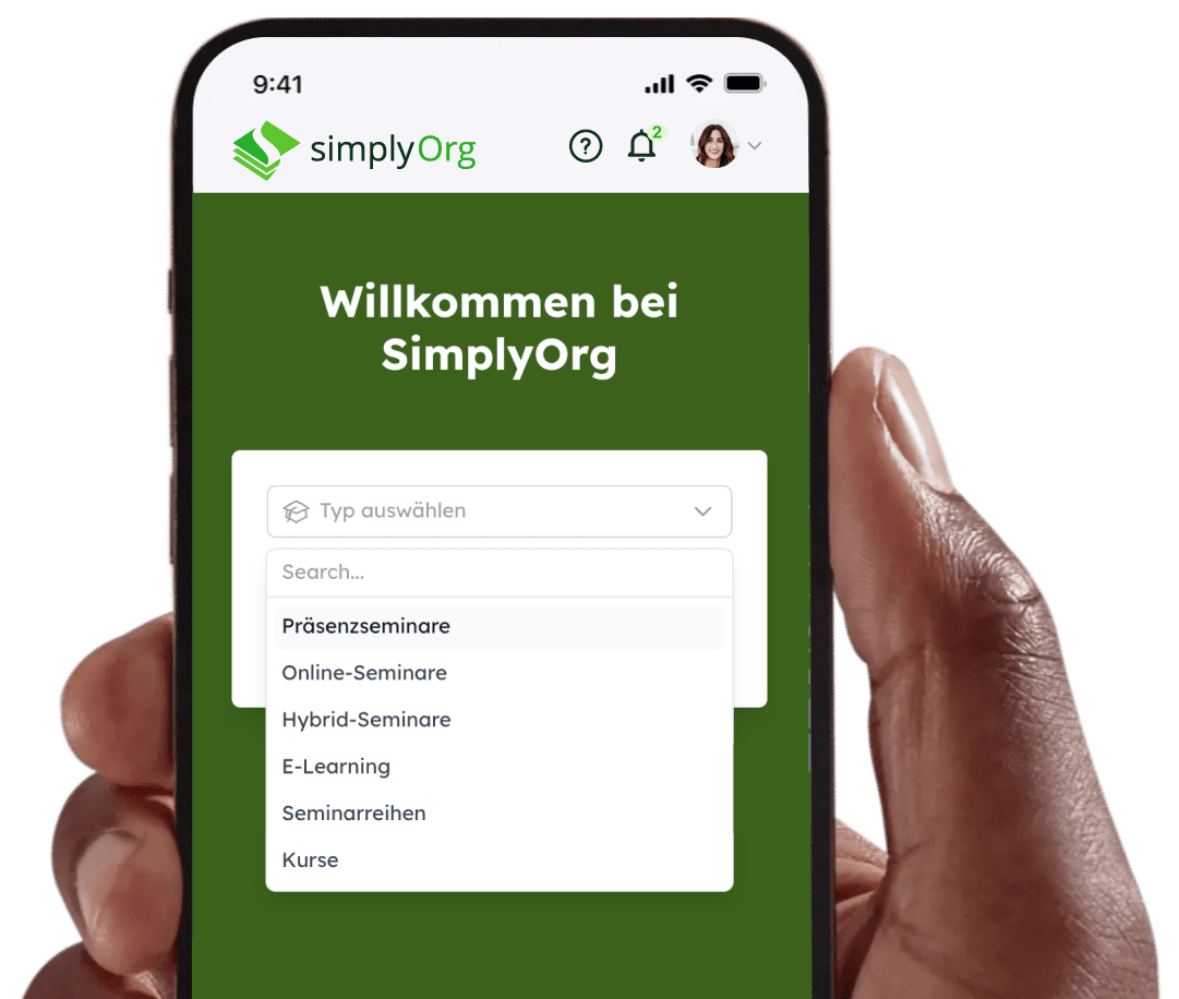 Seminarmanagement Software am Smartphone bedienen